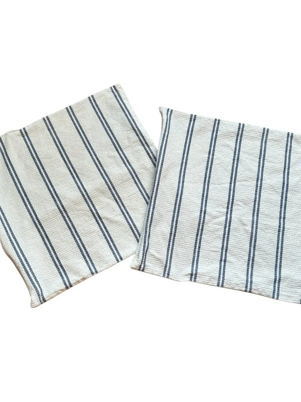 Lauren Ralph Lauren Cotton Pillow Covers Blue Cream Stripe 19 x 19 Cottagecore